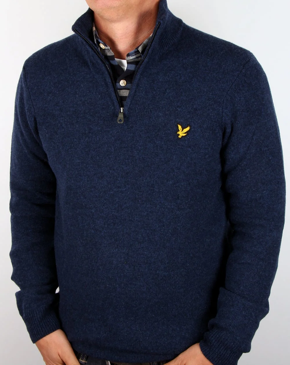 Lyle And Scott Quarter Zip Jumper Navy Marl - Image 3