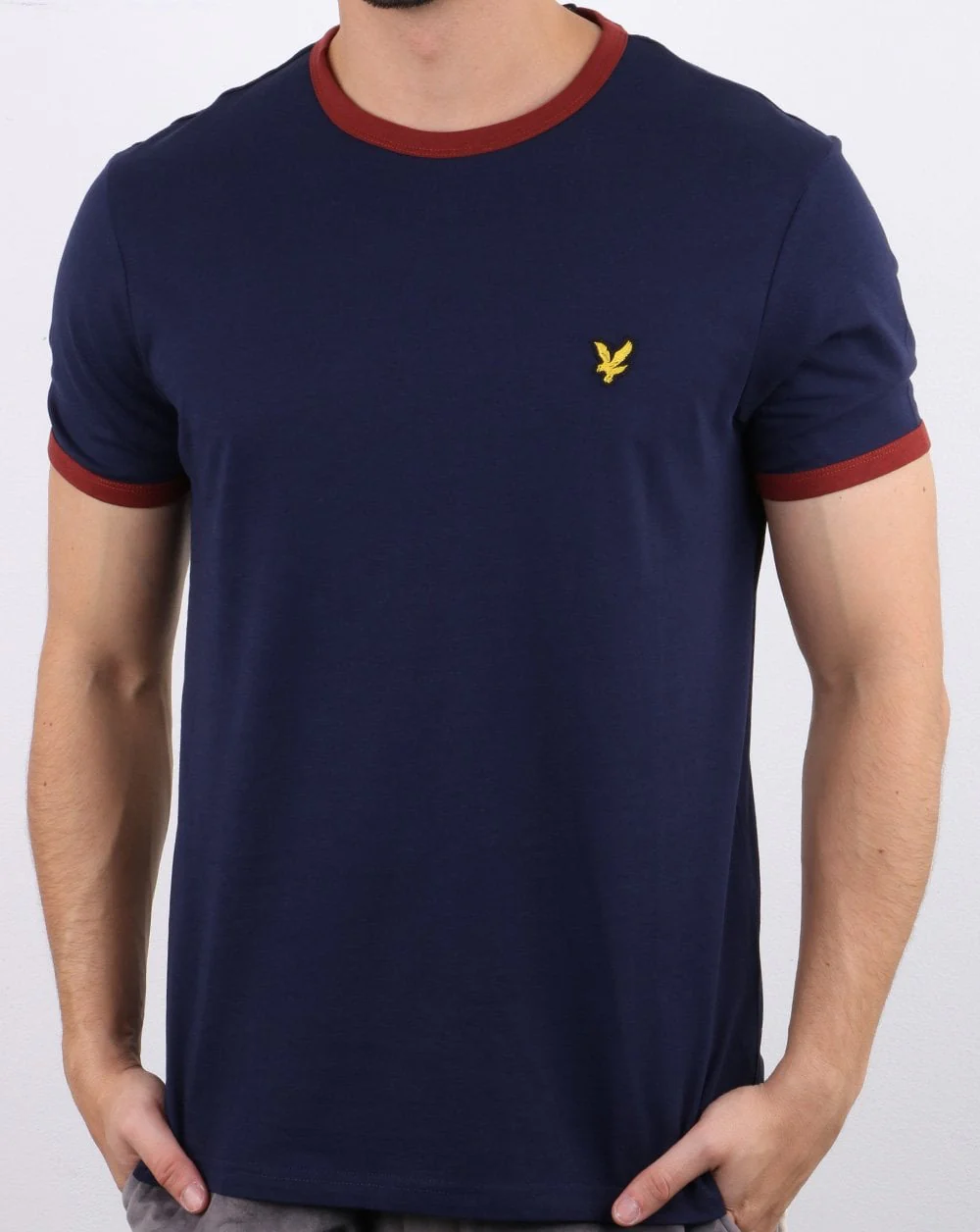 Lyle And Scott Ringer T Shirt Navy/Burgundy