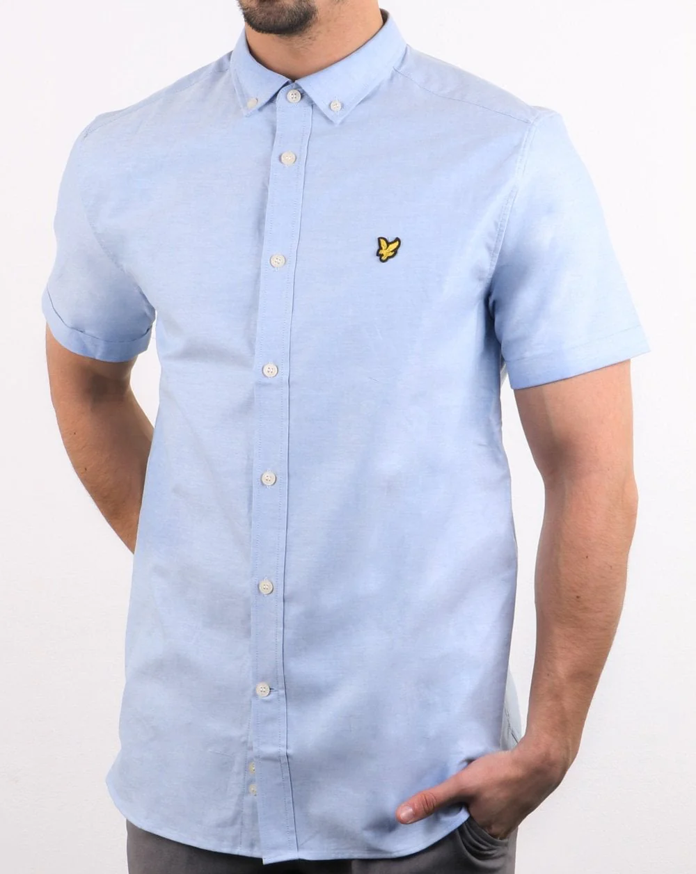 Lyle And Scott Short Sleeve Oxford Riviera Pale Blue Shirt - Image 2