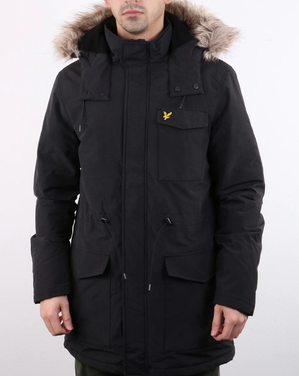 Lyle And Scott Winterweight Microfleece Lined Parka True Black - Image 3