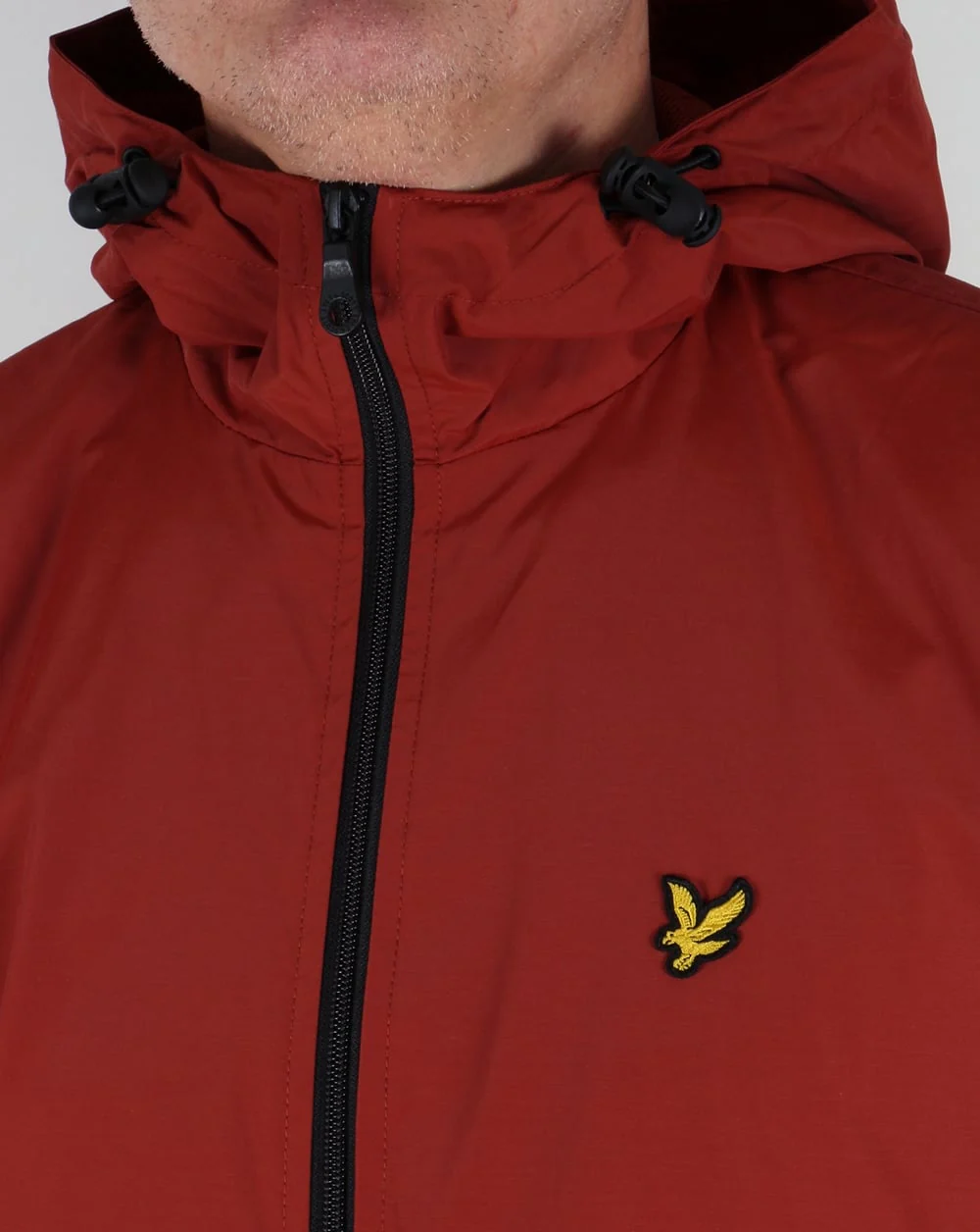 Lyle And Scott Zip Through Hooded Jacket Burnt Redwood - Image 2