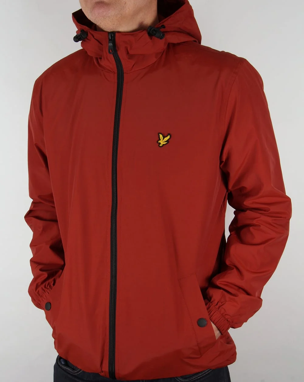 Lyle And Scott Zip Through Hooded Jacket Burnt Redwood - Image 3