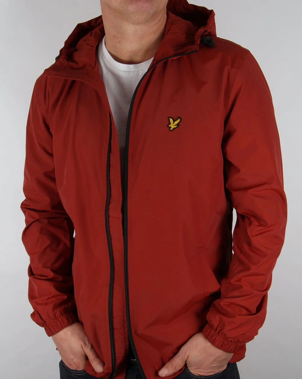 Lyle And Scott Zip Through Hooded Jacket Burnt Redwood - Image 4