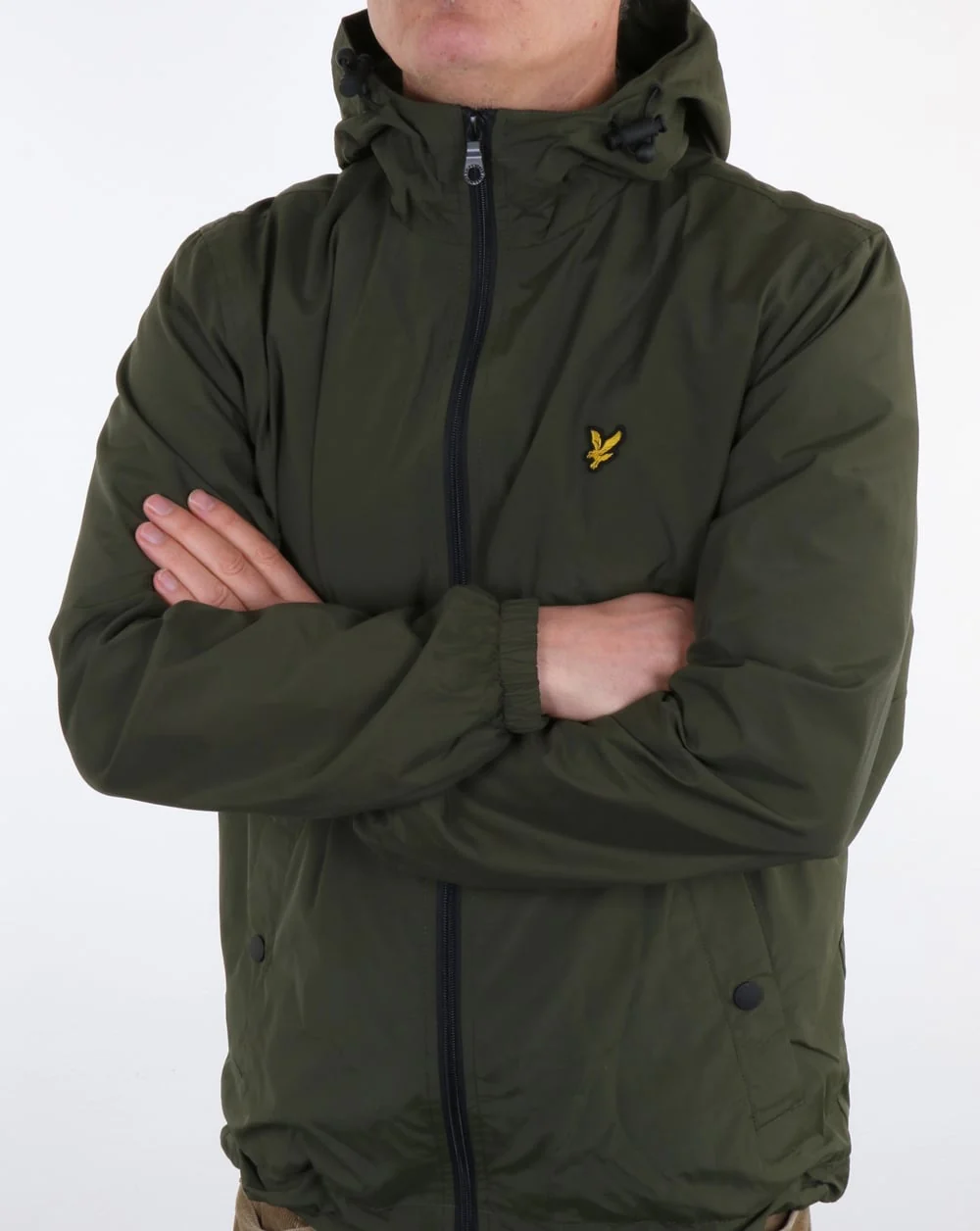 Lyle And Scott Zip Through Hooded Jacket Dark Sage - Image 3