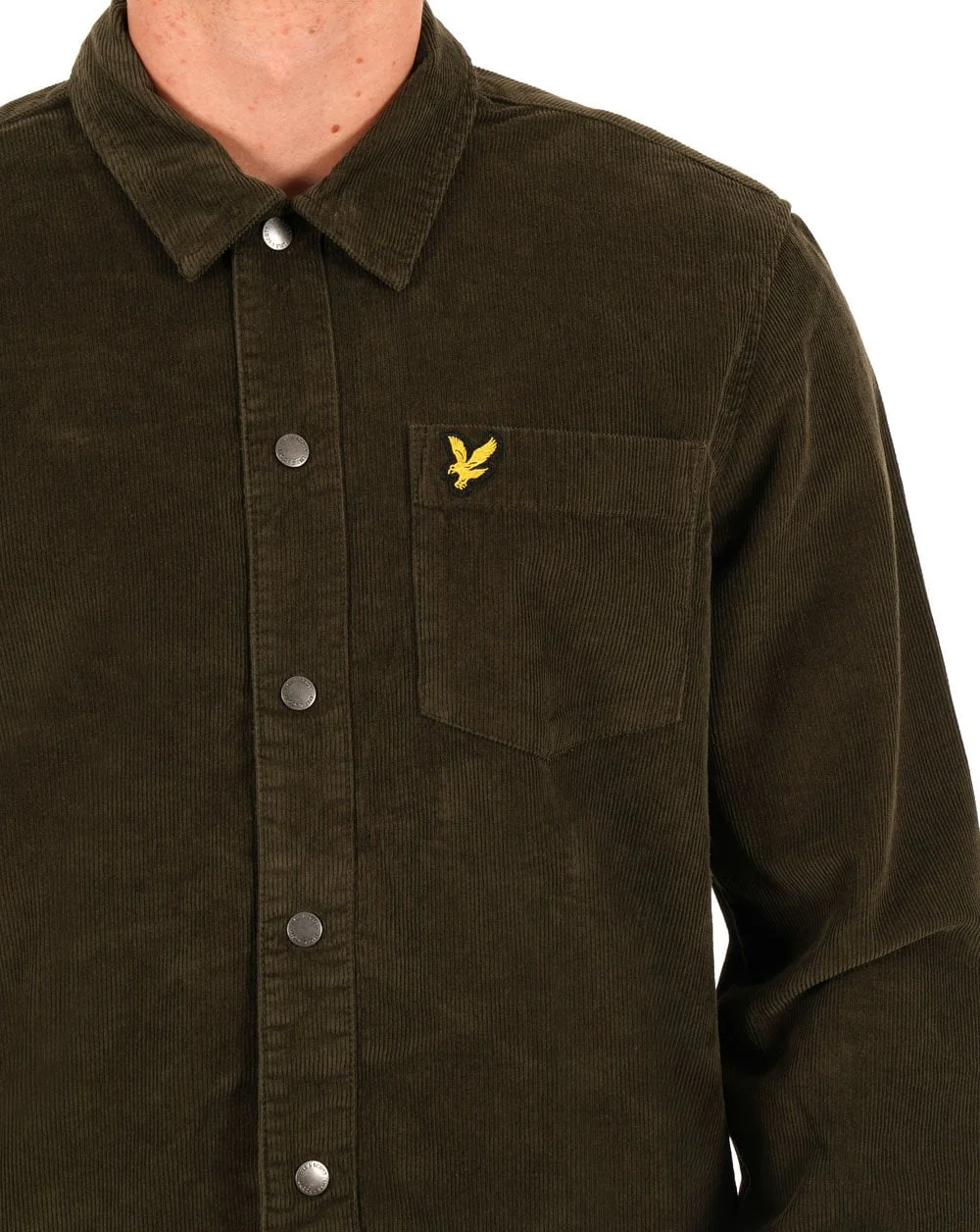 Lyle & Scott Cord Overshirt Olive Green - Image 2