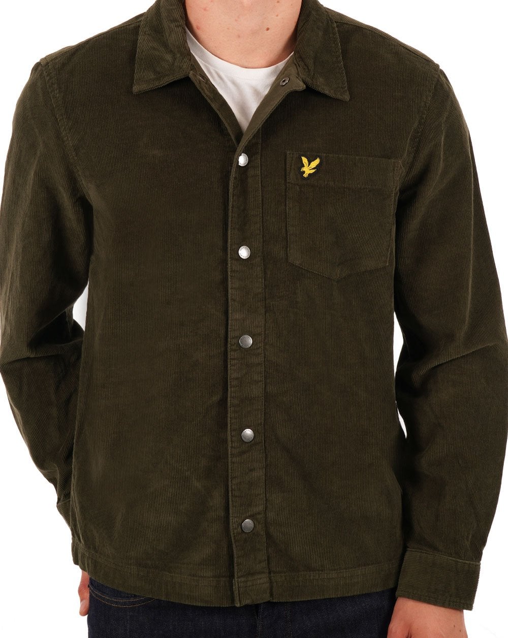 Lyle & Scott Cord Overshirt Olive Green - Image 3