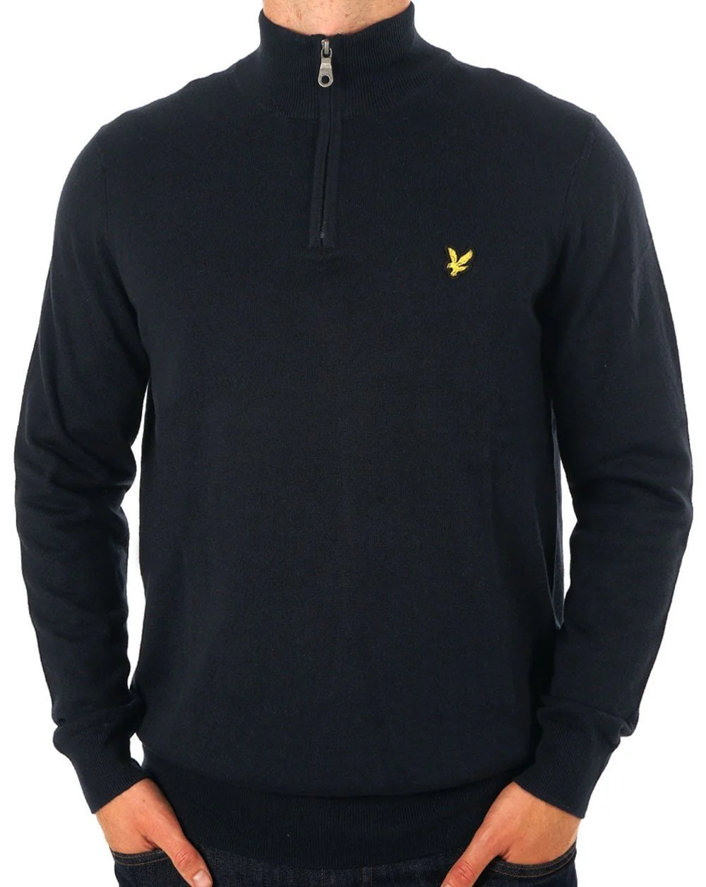 Lyle & Scott Cotton Merino 1/4 Zip Jumper Dark Navy - Image 2