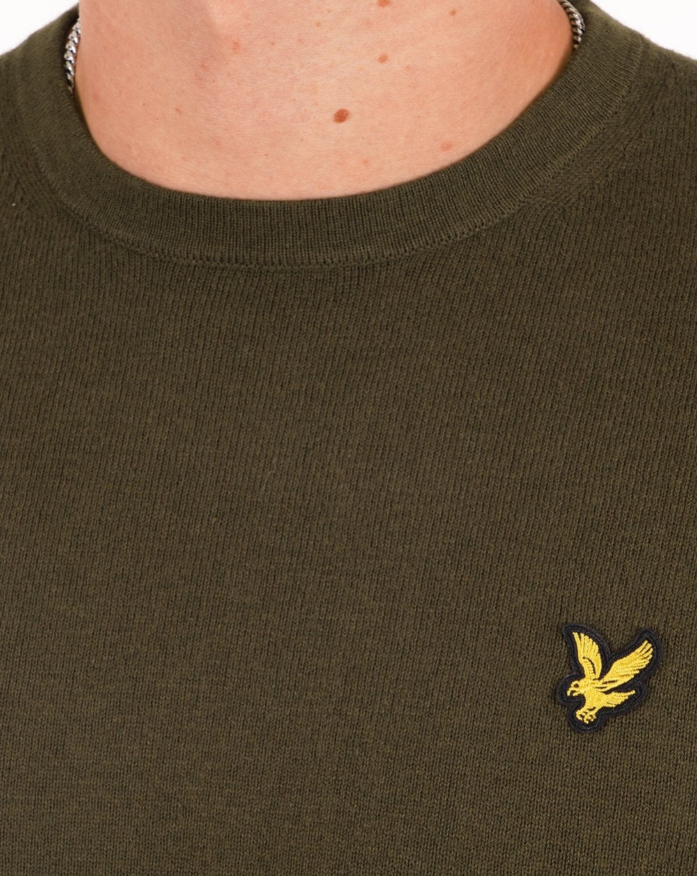 Lyle & Scott Cotton Merino Crew Jumper Olive - Image 3