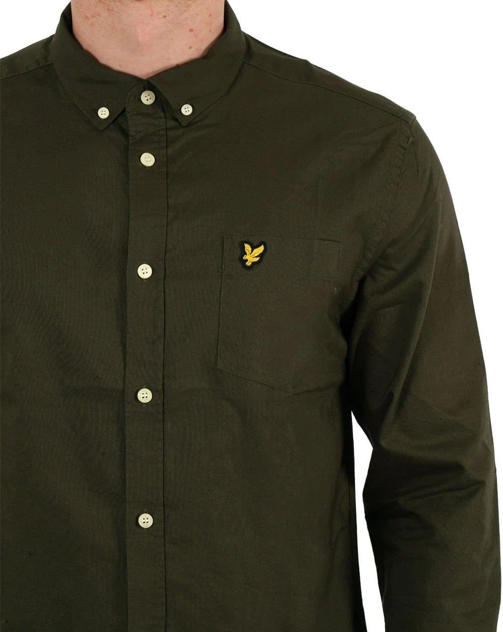 Lyle & Scott Lightweight Oxford Shirt Olive Green - Image 2