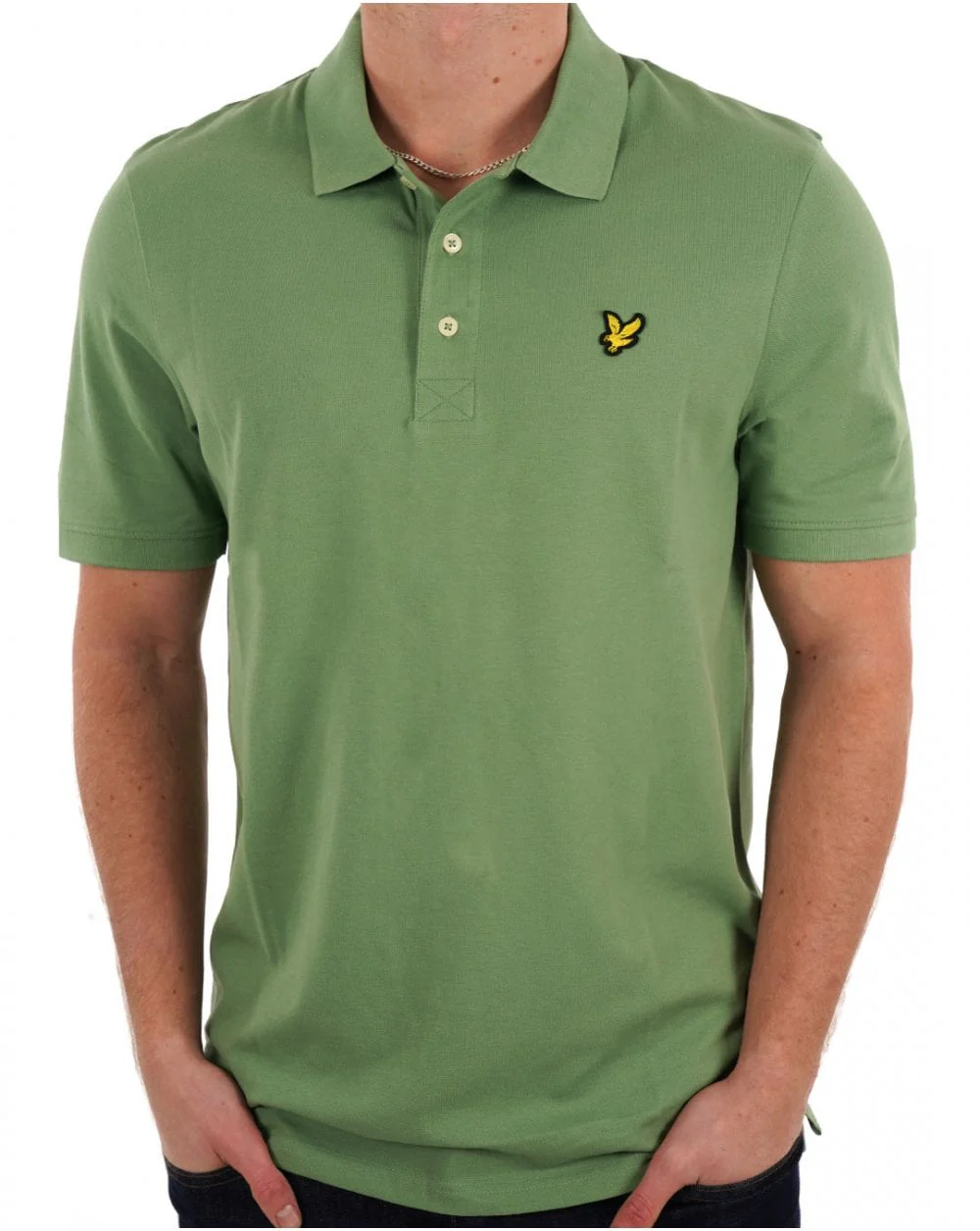 Lyle & Scott Plain Polo Shirt Smoke Green - Image 3