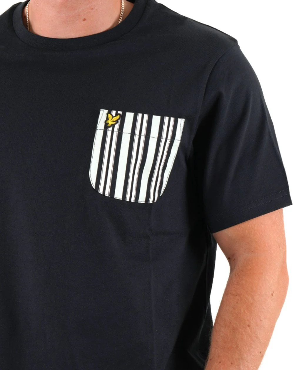 Lyle & Scott Stripe Pocket T Shirt Dark Navy - Image 2