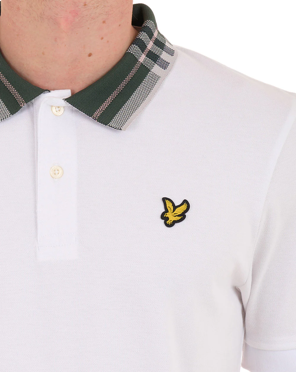 Lyle & Scott Tartan Collar Polo Shirt White - Image 2