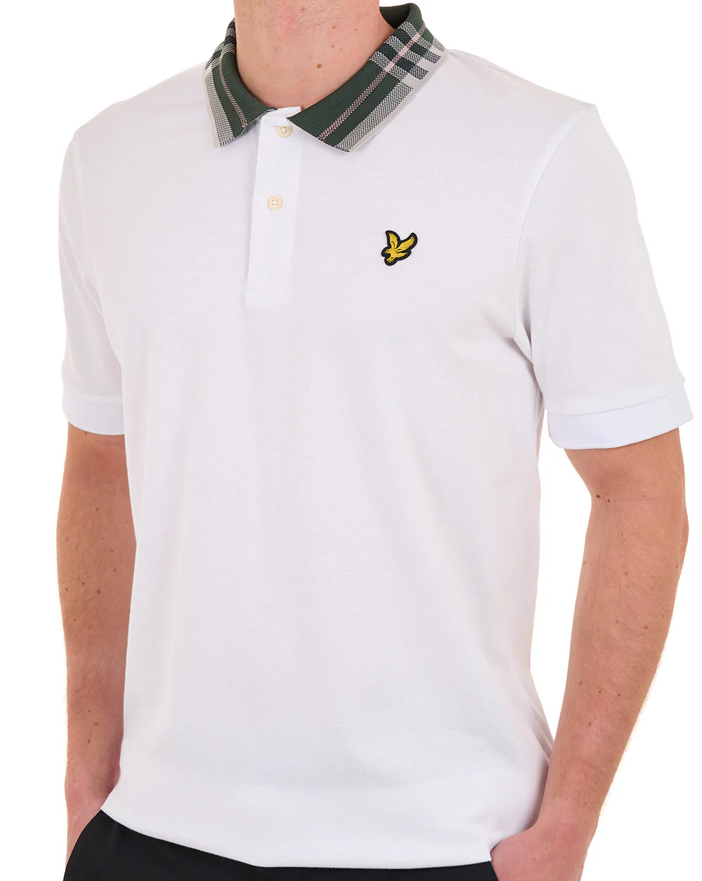 Lyle & Scott Tartan Collar Polo Shirt White - Image 3