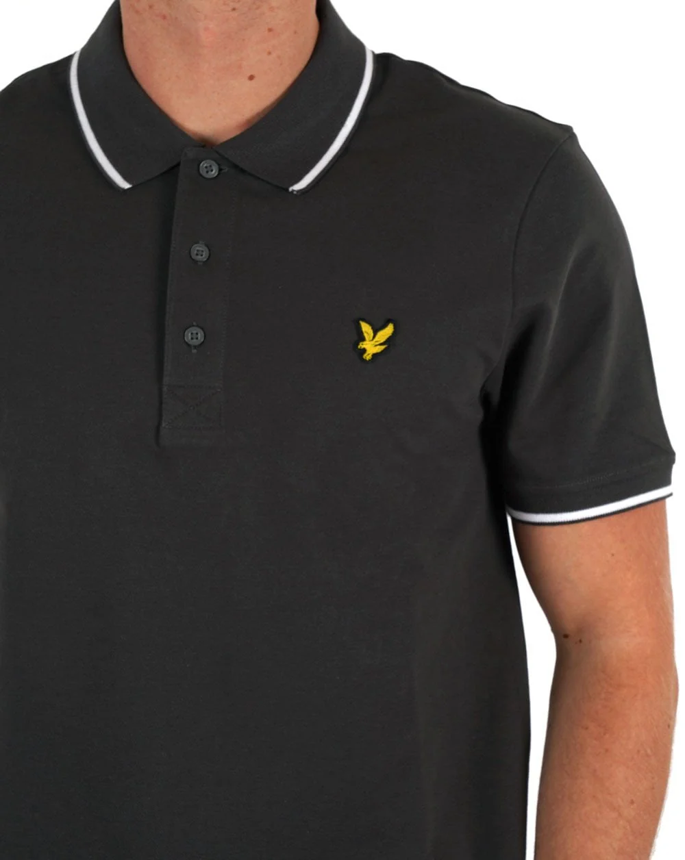Lyle & Scott Tipped Polo Shirt Gun Metal/White - Image 2