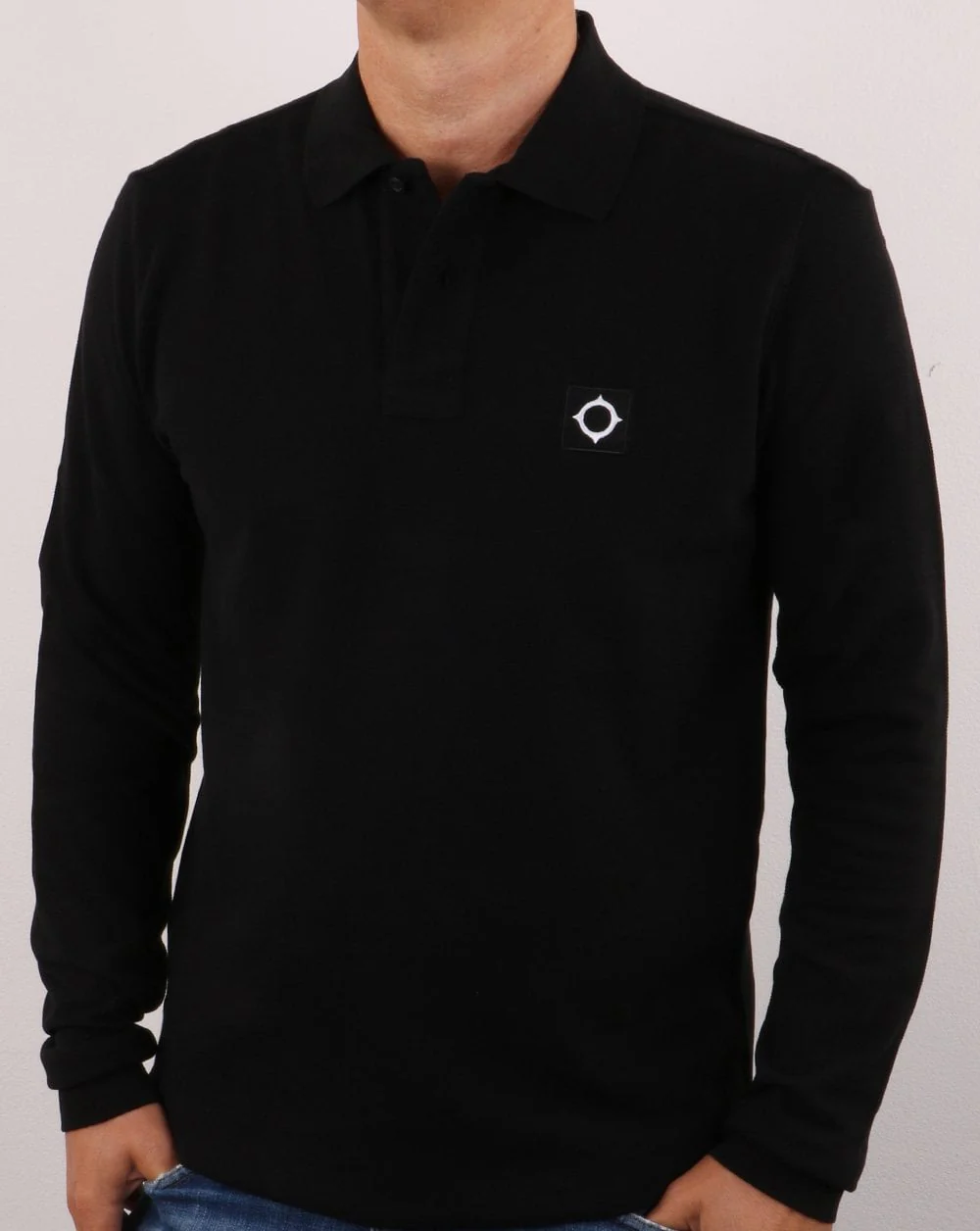 Ma.strum Long Sleeve Pique Polo Jet Black
