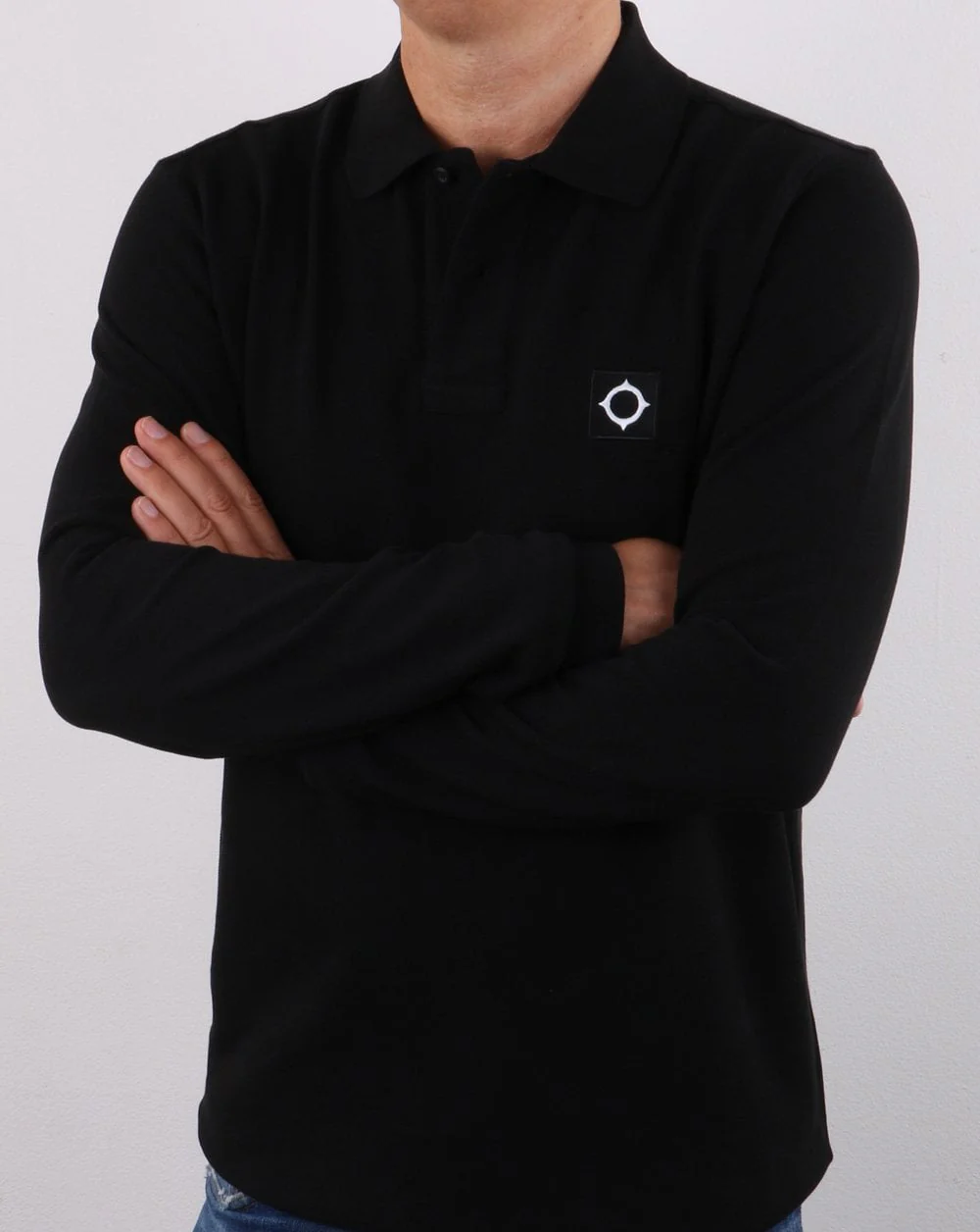 Ma.strum Long Sleeve Pique Polo Jet Black - Image 2