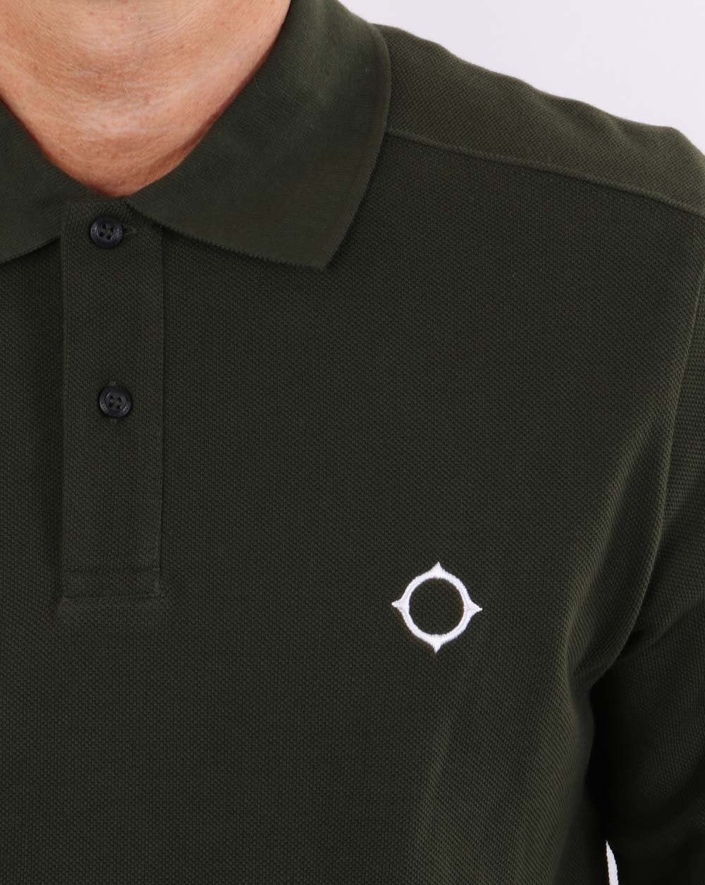 Ma.strum Long Sleeve Pique Polo Shirt Dark Green - Image 4