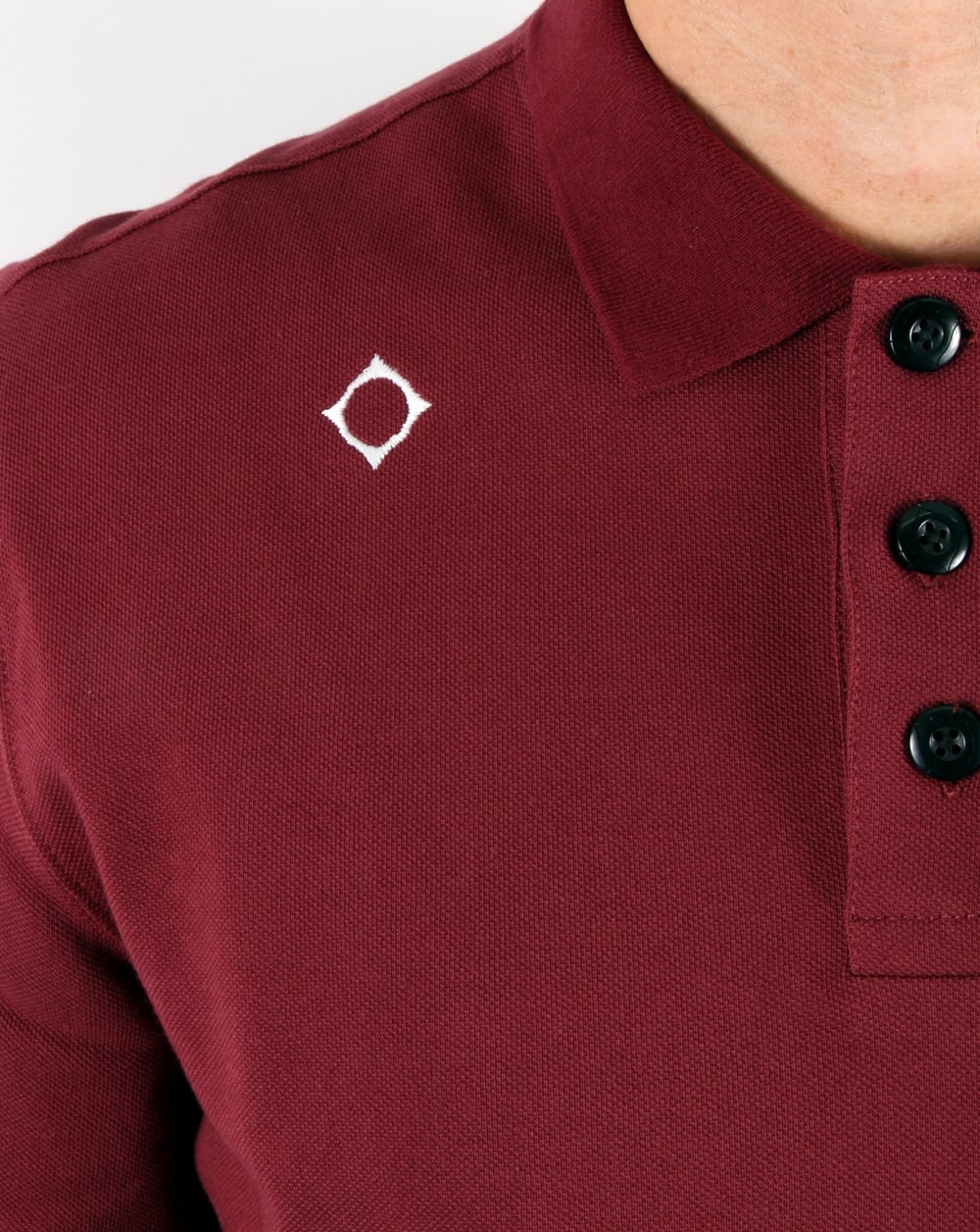 Ma.strum Long Sleeve Pique Polo Shirt Oxblood - Image 2