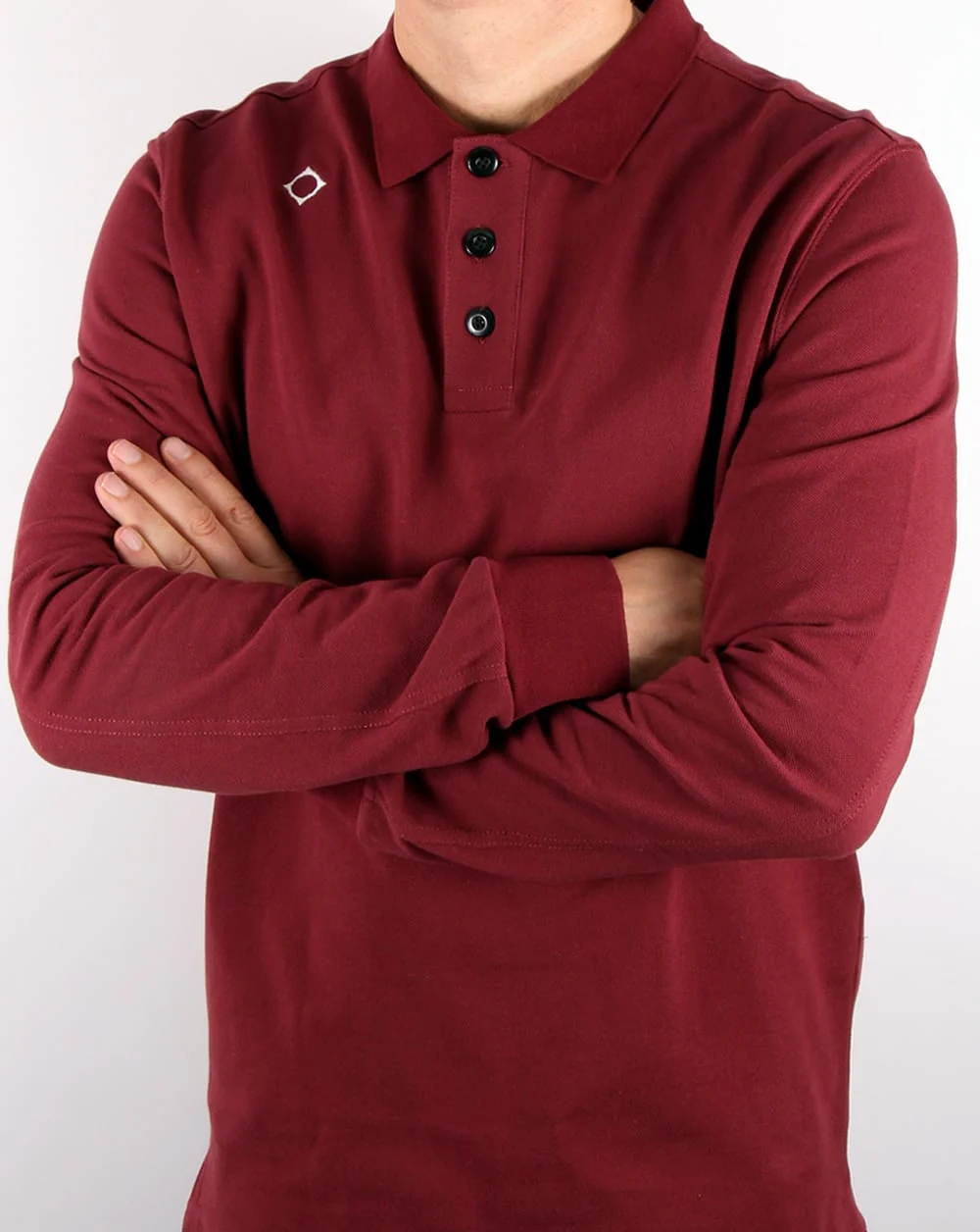 Ma.strum Long Sleeve Pique Polo Shirt Oxblood - Image 3