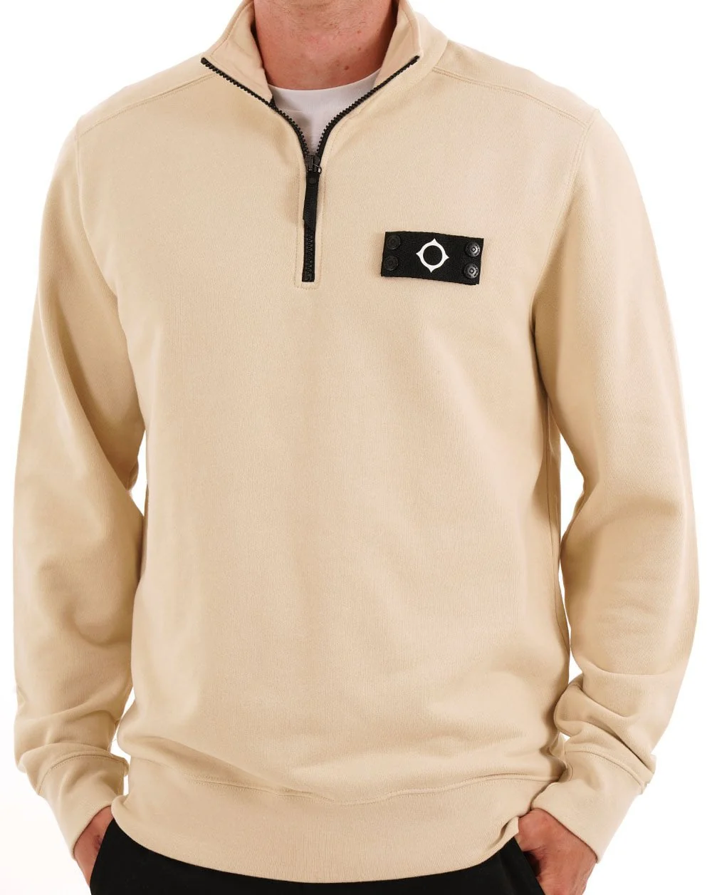 MA.STRUM Neo Quarter Zip Sweat Burnt Cream - Image 3