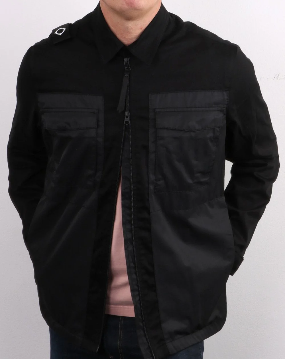 Ma.strum Zip Through Overshirt Jet Black - Image 4