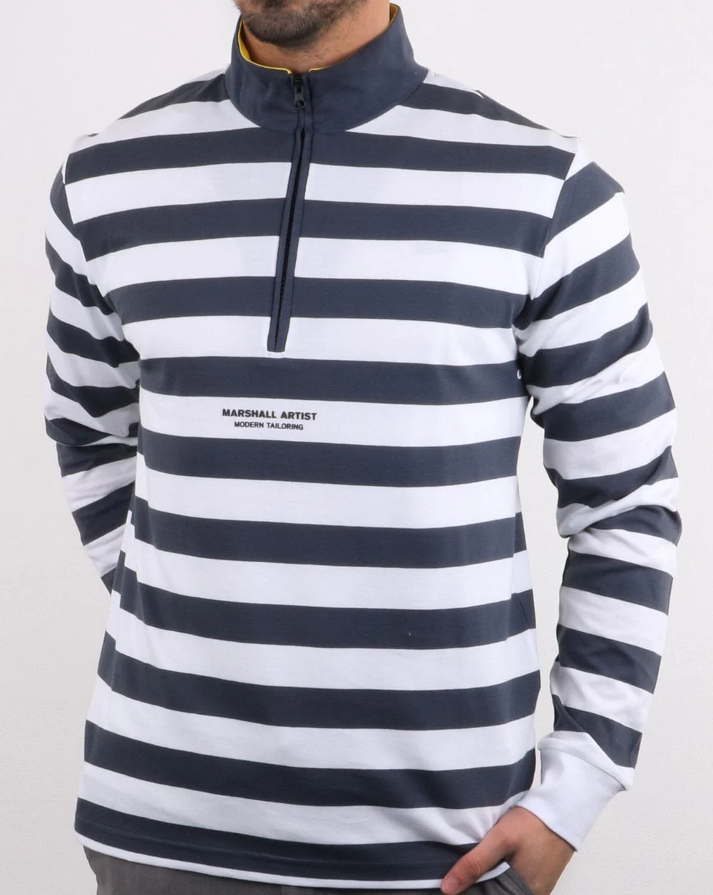 Marshall Artist Boating Stripe Funnel Neck Navy/white - Image 2
