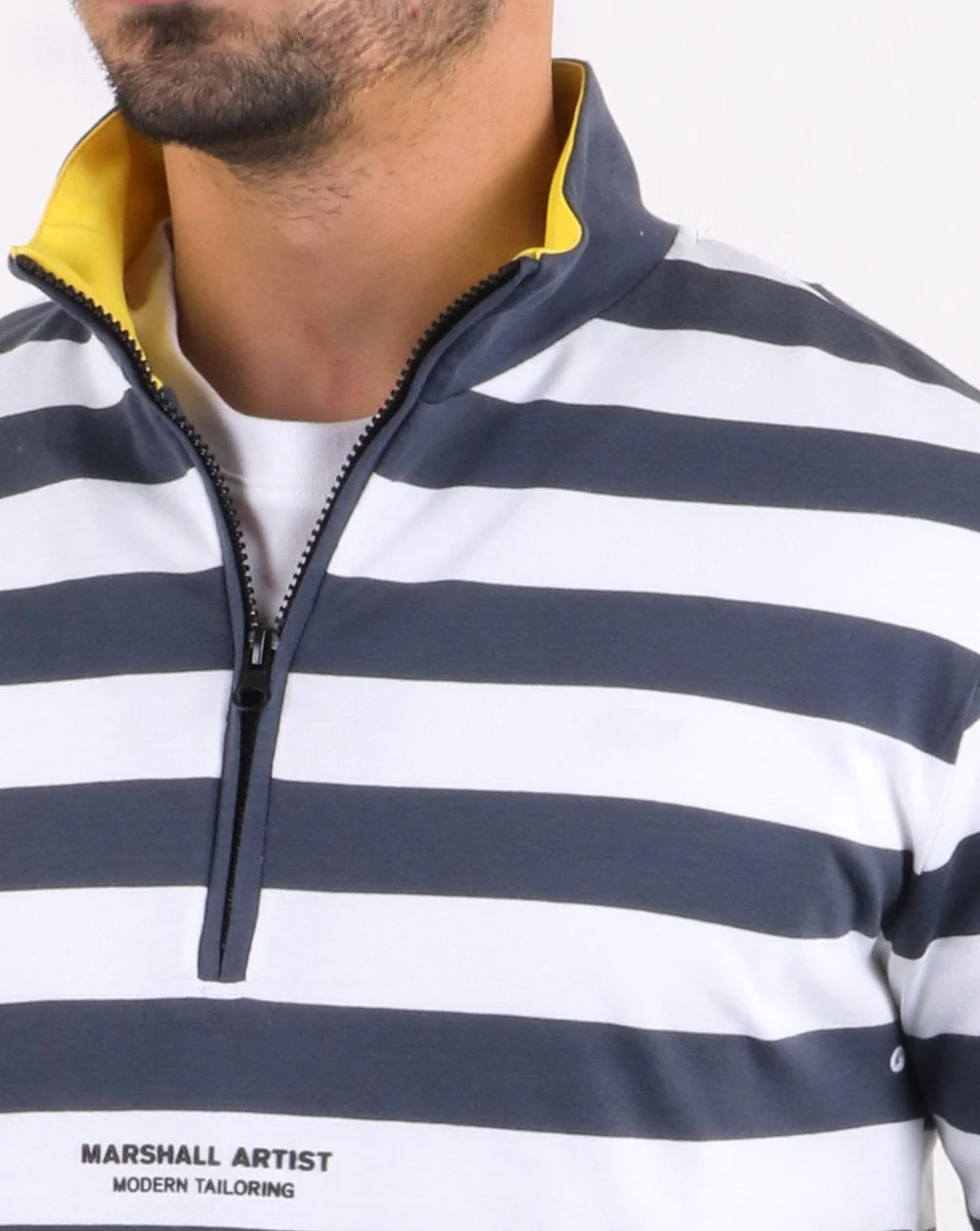 Marshall Artist Boating Stripe Funnel Neck Navy/white - Image 4