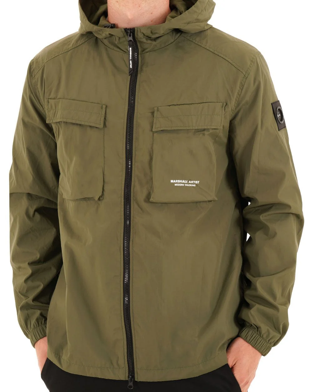 Marshall Artist Crux Hooded Overshirt Moss Green - Image 3