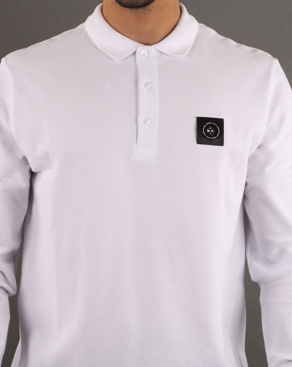 Marshall Artist Long Sleeve Polo Shirt White - Image 4