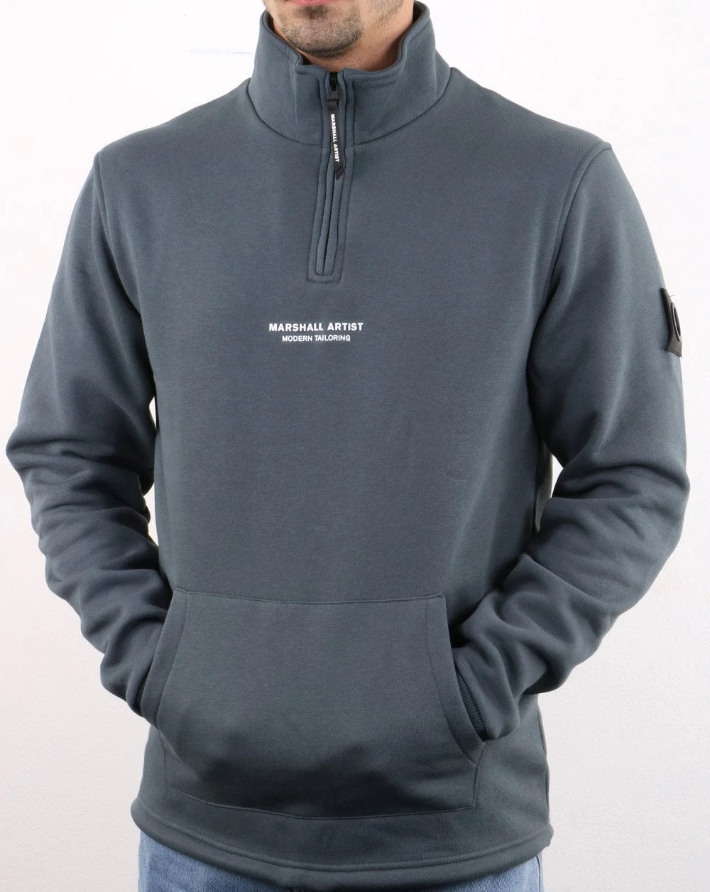 Marshall Artist Siren Half Zip Sweatshirt Steel - Image 4