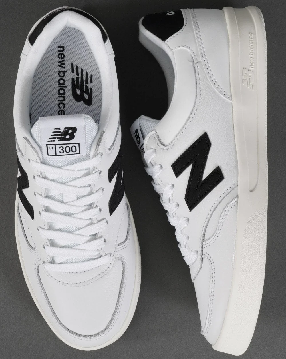 New Balance 300 Leather Trainer White/Black - Image 2