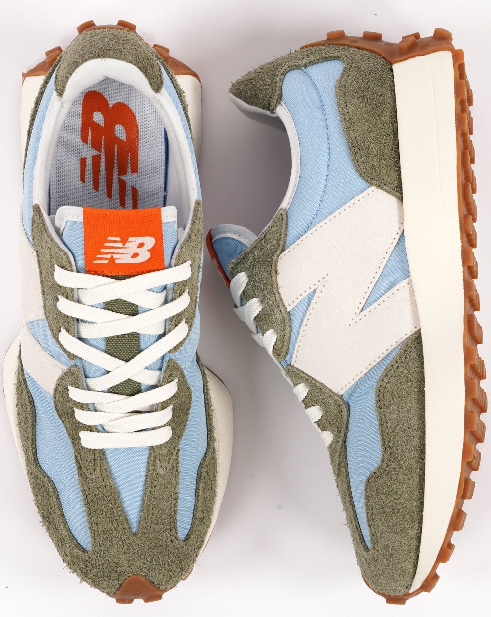 New Balance 327 Trainer Chrome Blue / Dk Olive - Image 4