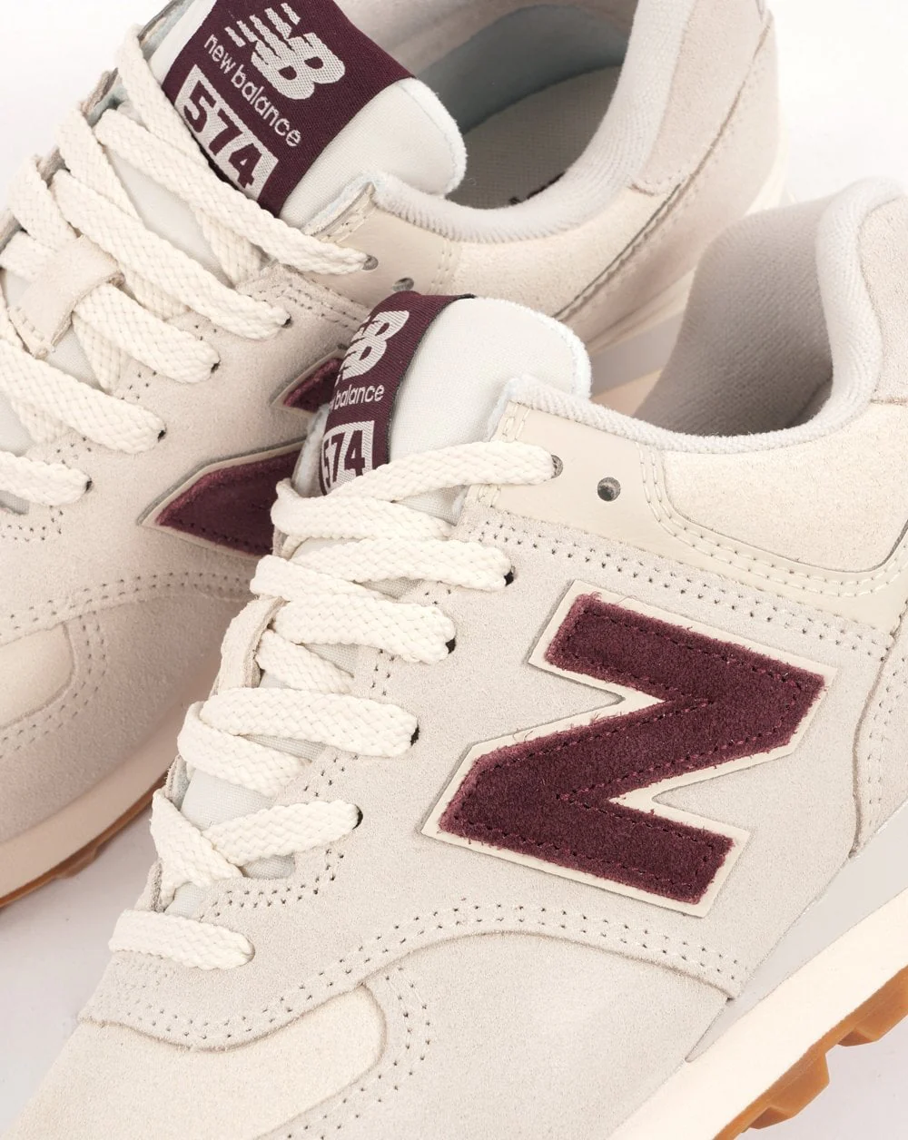 New Balance 574 Trainer Bone White/Burgundy - Image 3