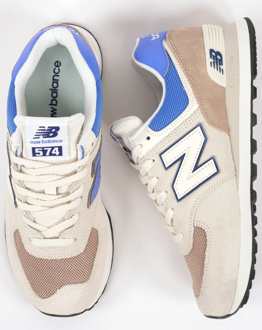 New Balance 574 Trainer Off White/Light Blue - Image 4