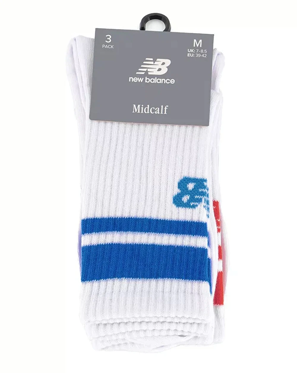 New Balance Stripe Midcalf Socks 3 Pack White - Image 2