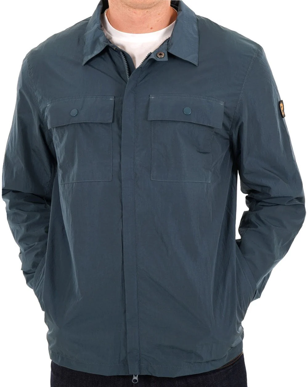 Patrick Jackson Overshirt Petrol Steel Blue - Image 3