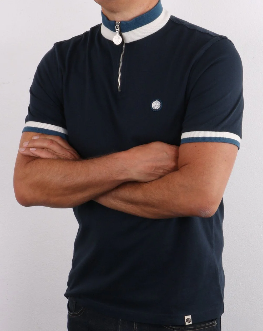 Pretty Green 1/4 Zip Top Navy - Image 4