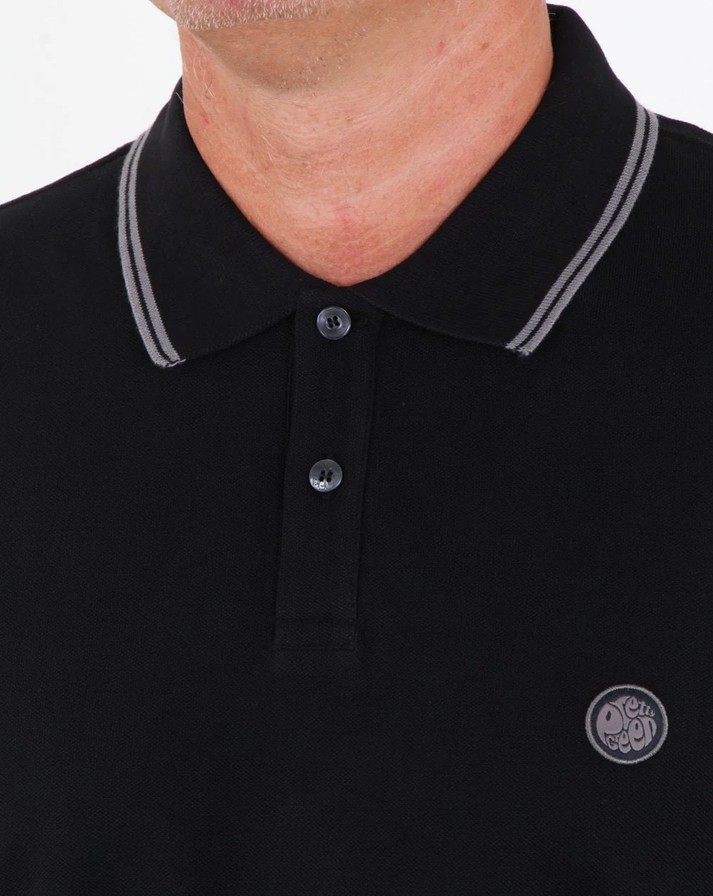 Pretty Green Barton Ls tipped style Polo Black - Image 2