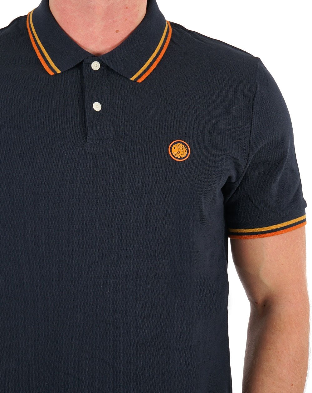 Pretty Green Barton Polo Shirt Navy/Orange - Image 2