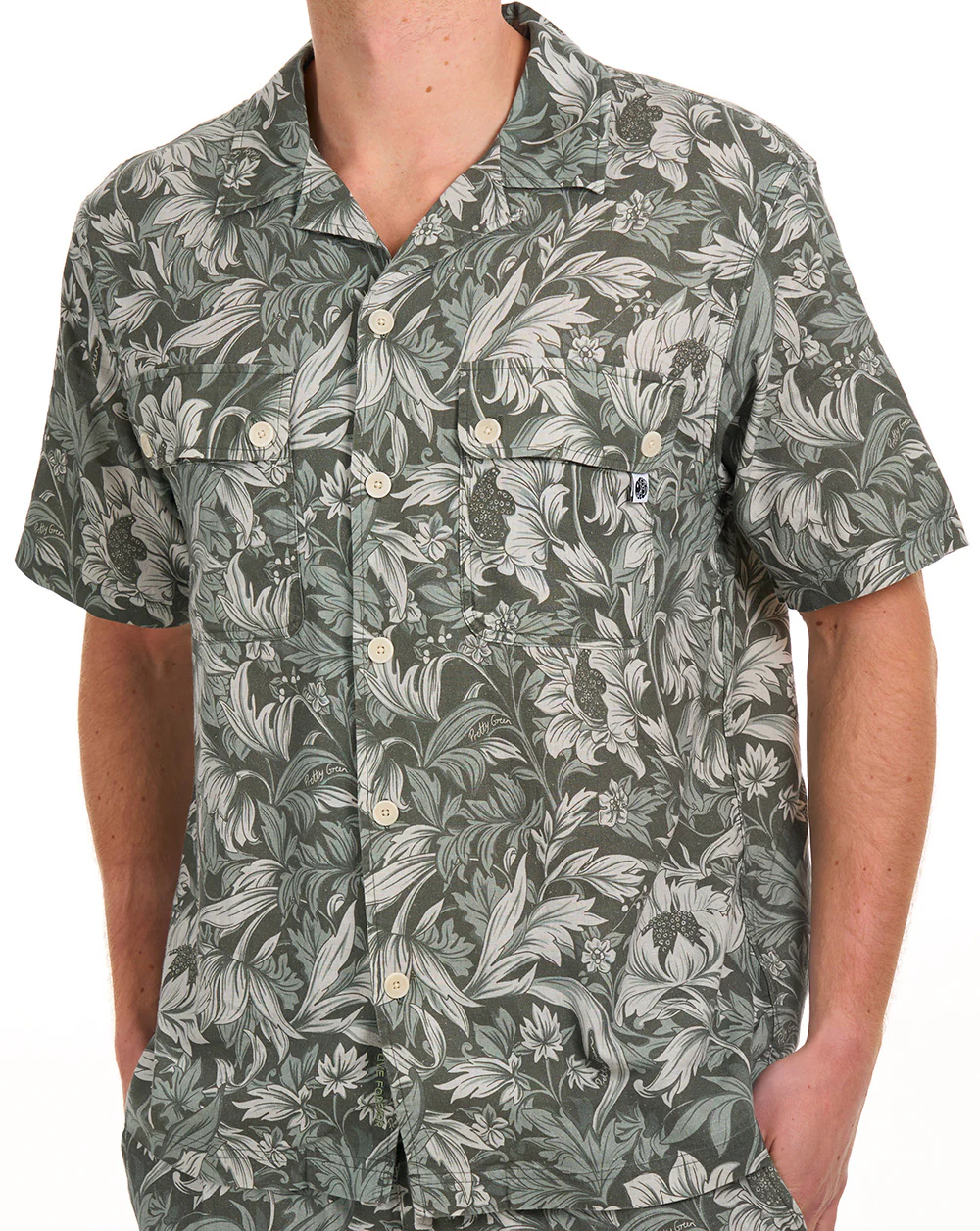 Pretty Green Bostall Printed SS Shirt Green - Image 2