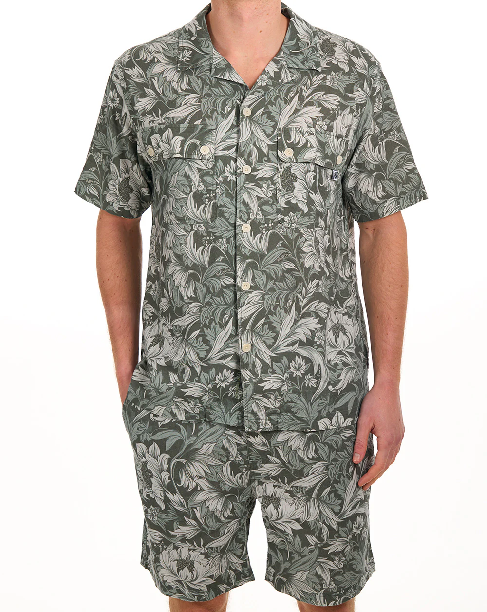 Pretty Green Bostall Printed SS Shirt Green - Image 3