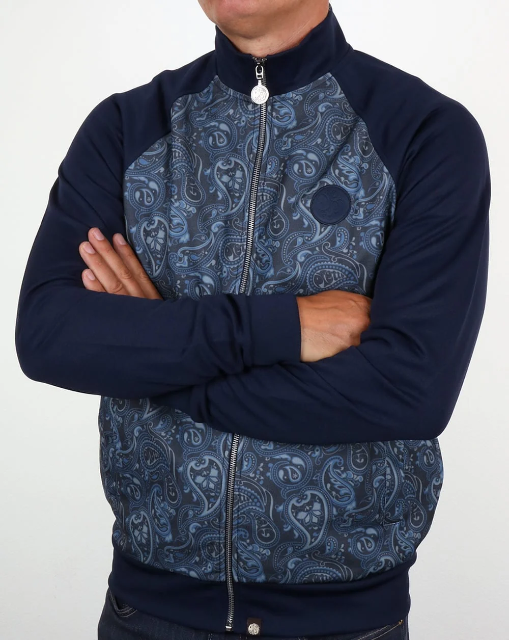 Pretty Green Corrigan Paisley Track Top Navy - Image 4