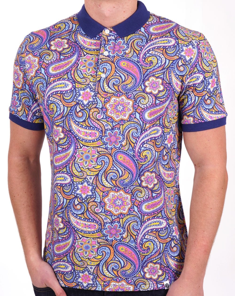 Pretty Green Festival Paisley Polo Shirt Multi-Colour - Image 3