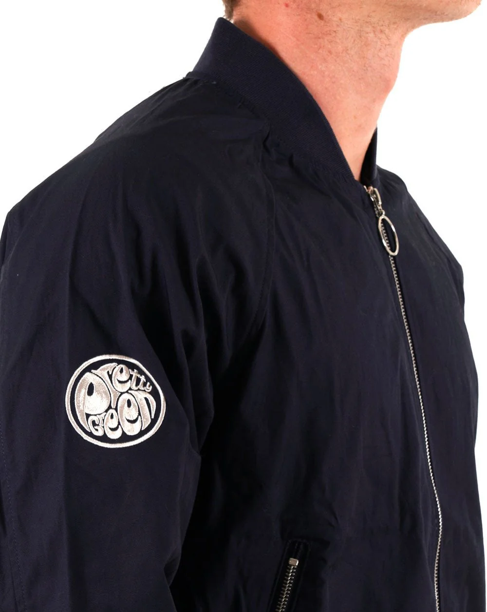 Pretty Green Gallagher Bomber Jacket Navy - Image 2