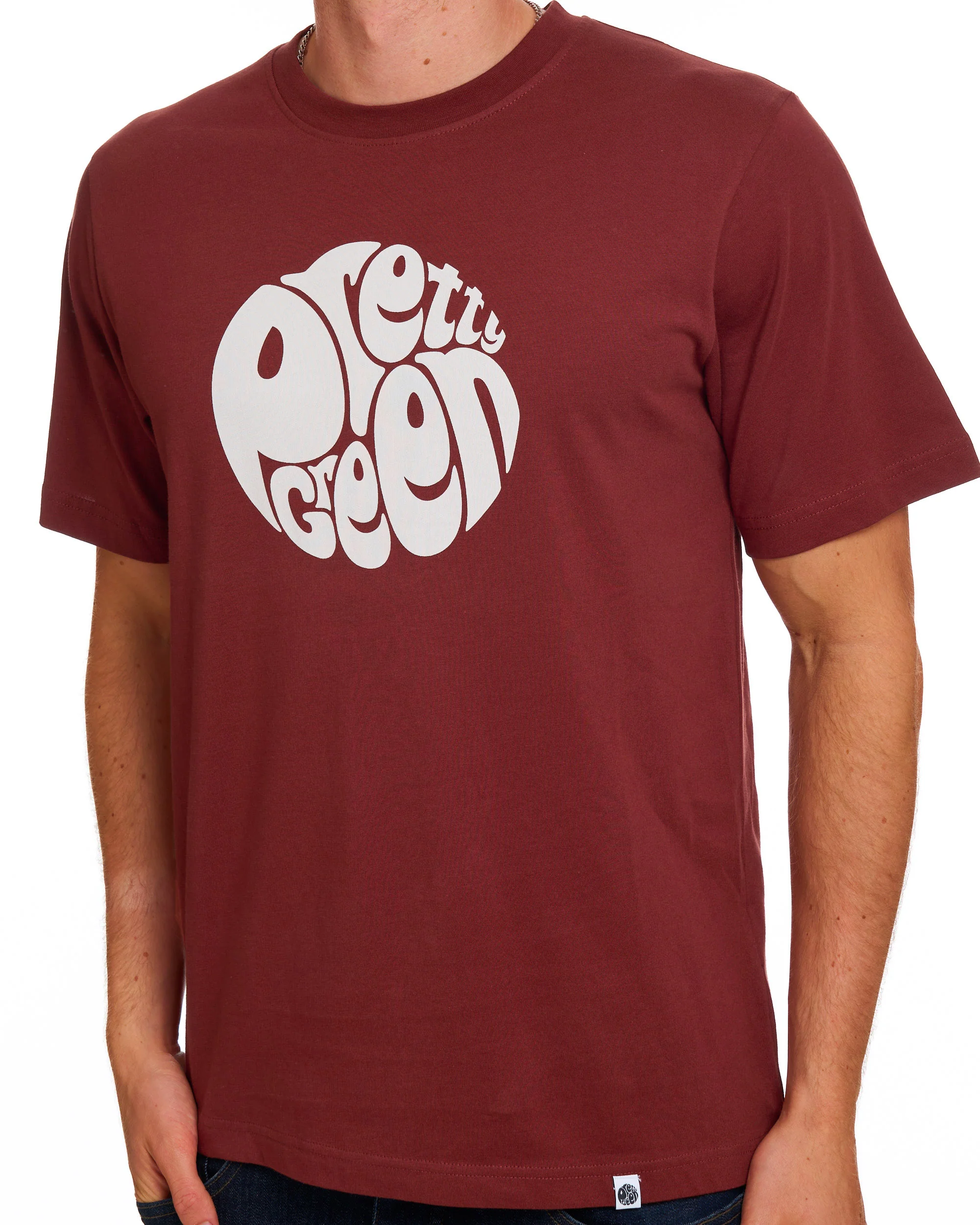 Pretty Green Gillespie Logo T Shirt Dark Burgundy - Image 2
