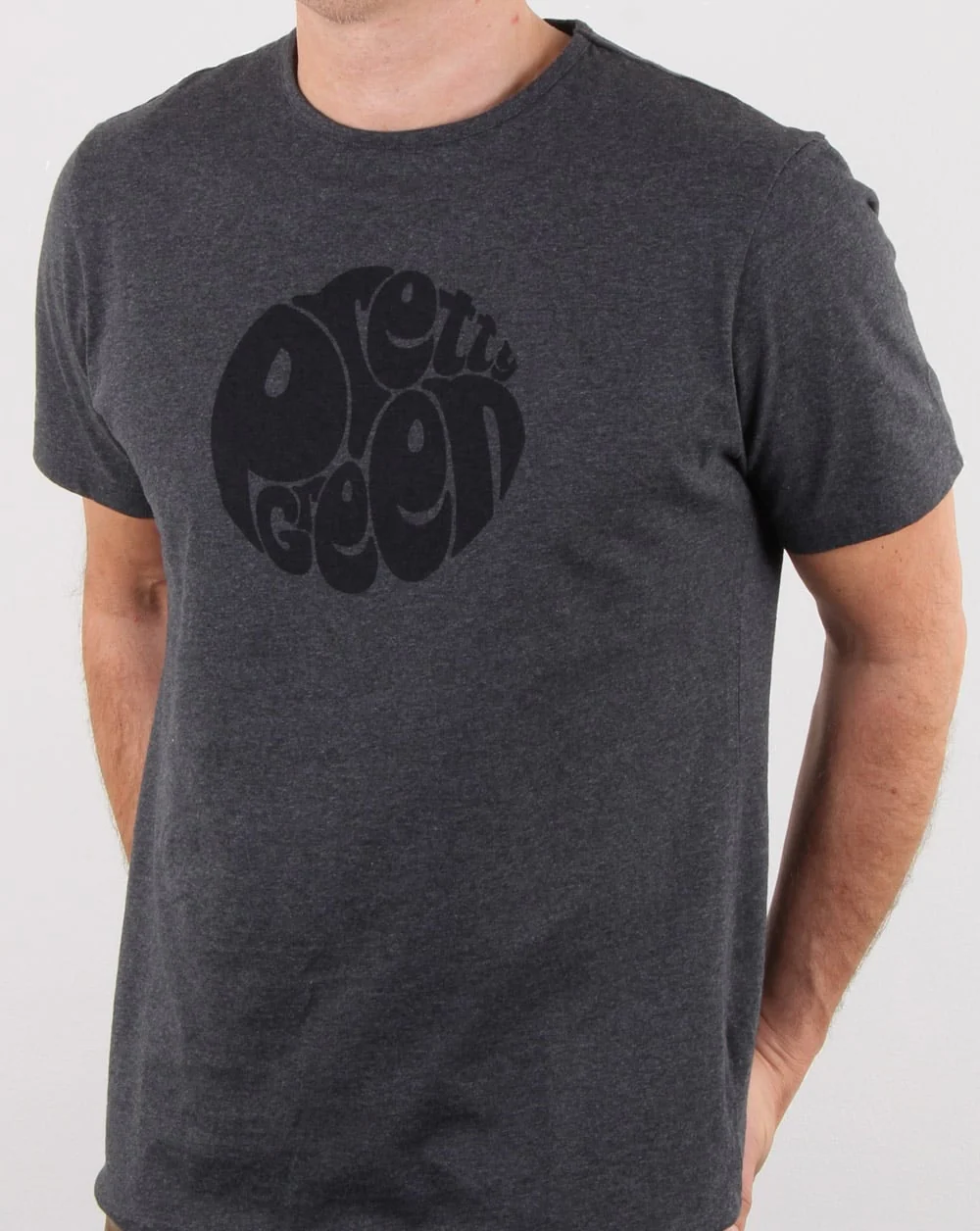 Pretty Green Gillespie Logo T Shirt Dark Grey Marl - Image 3