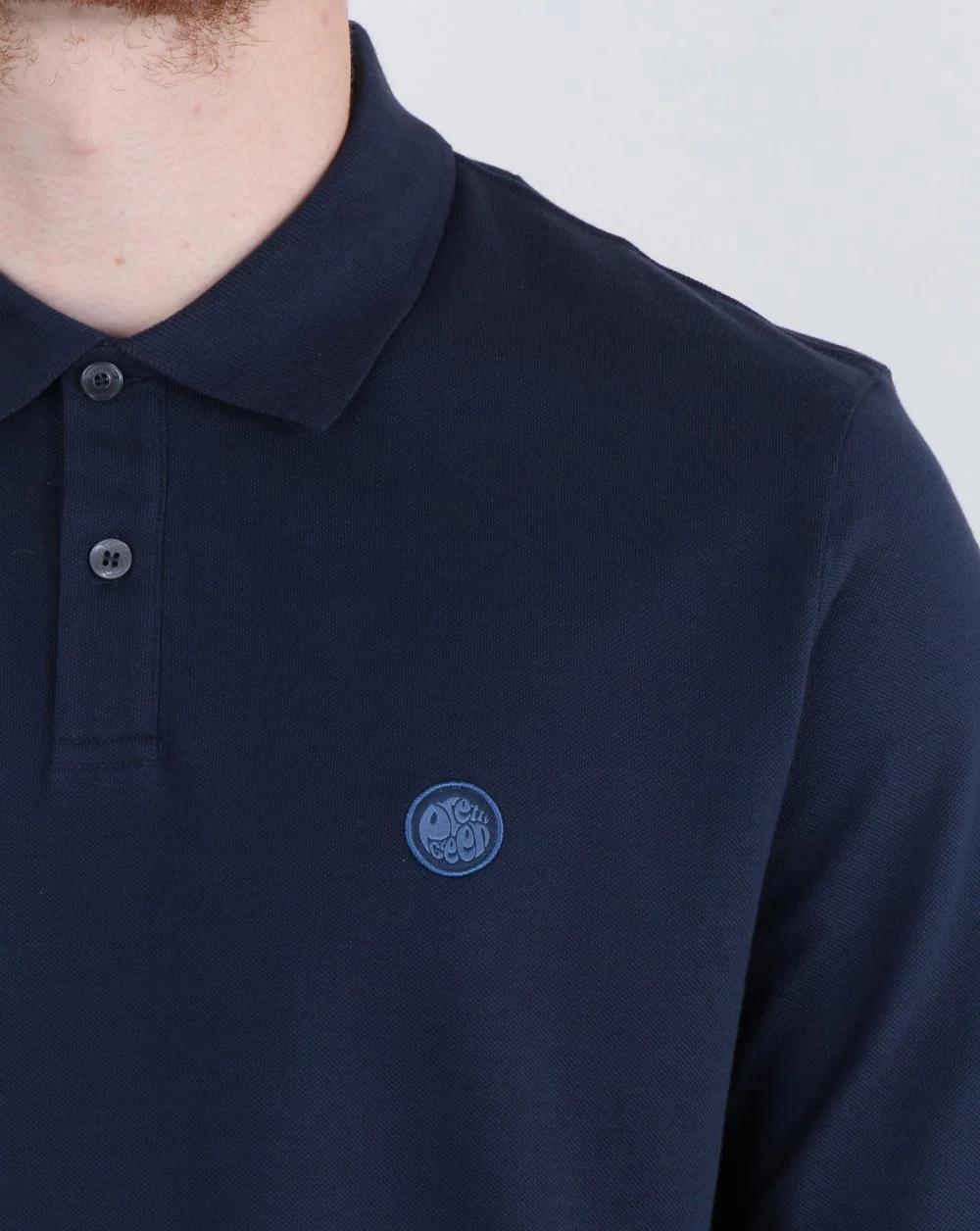 Pretty Green Hartford Long Sleeve Polo Shirt Navy - Image 2