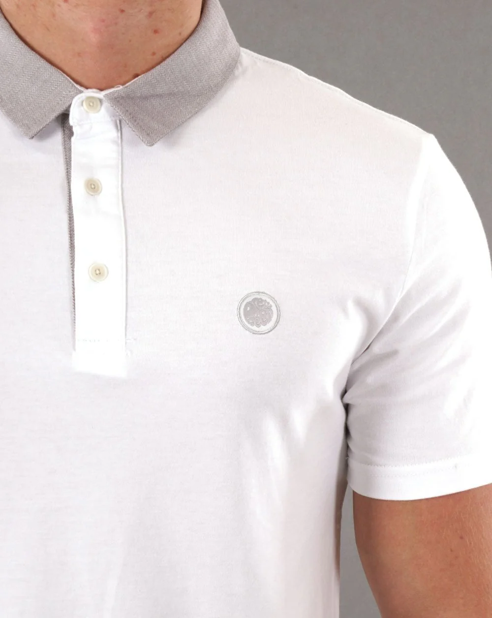 Pretty Green Herringbone Collar Polo White - Image 2