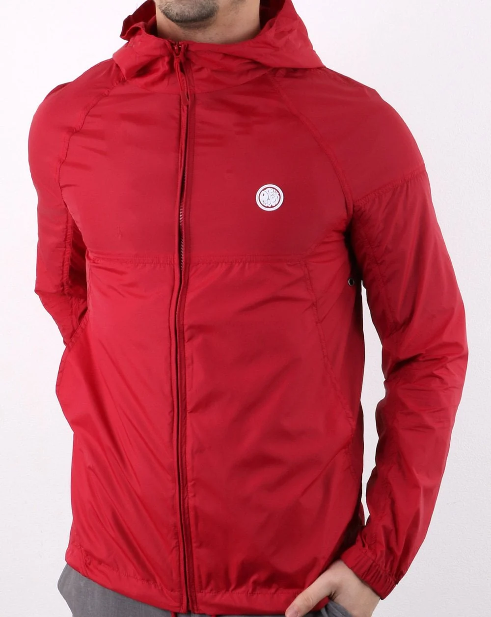 Pretty Green Lightweight Zip Up Hooded Jacket Red - Image 2