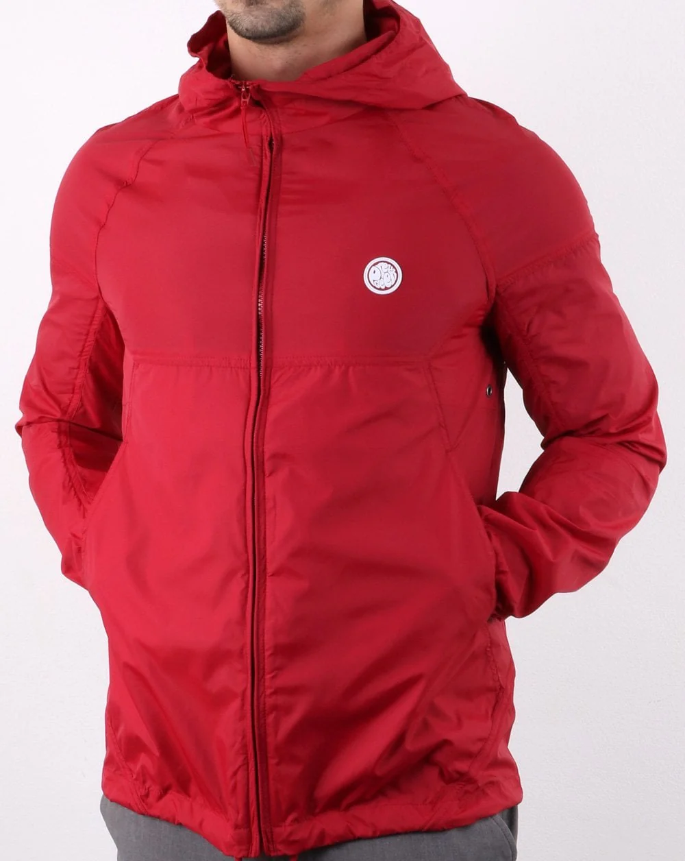Pretty Green Lightweight Zip Up Hooded Jacket Red - Image 3